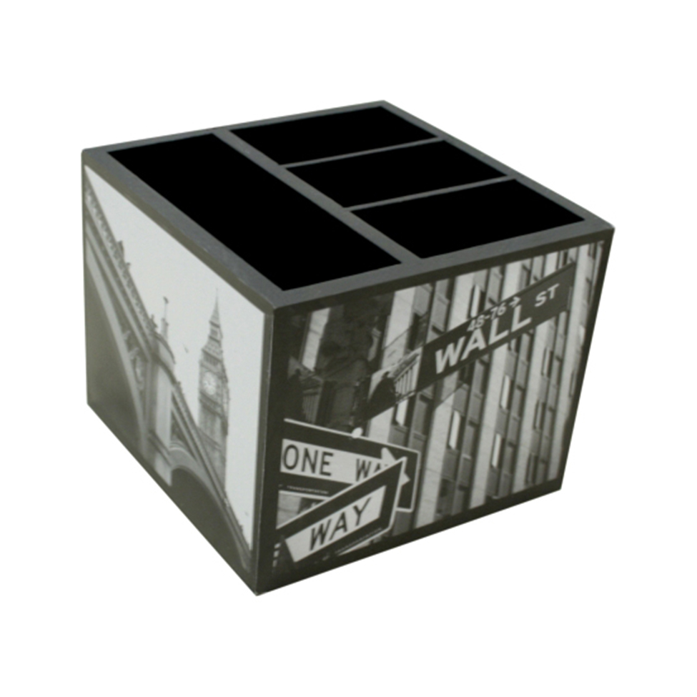 Porta Controle 4 Divisões Cidades 12 x 12 cm Preto