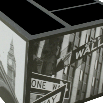 Porta Controle 4 Divisões Cidades 12 x 12 cm Preto