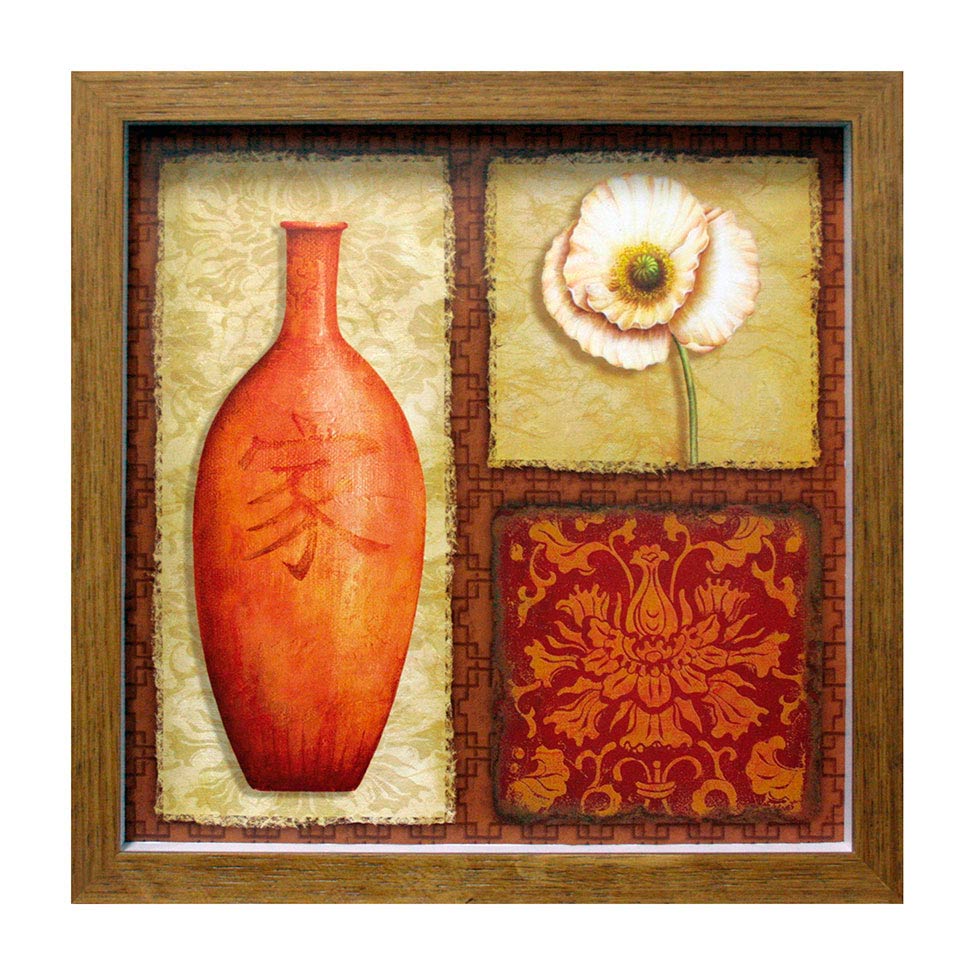 Quadro Caixa Vaso Oriental I Natural 33X33 cm Kapos