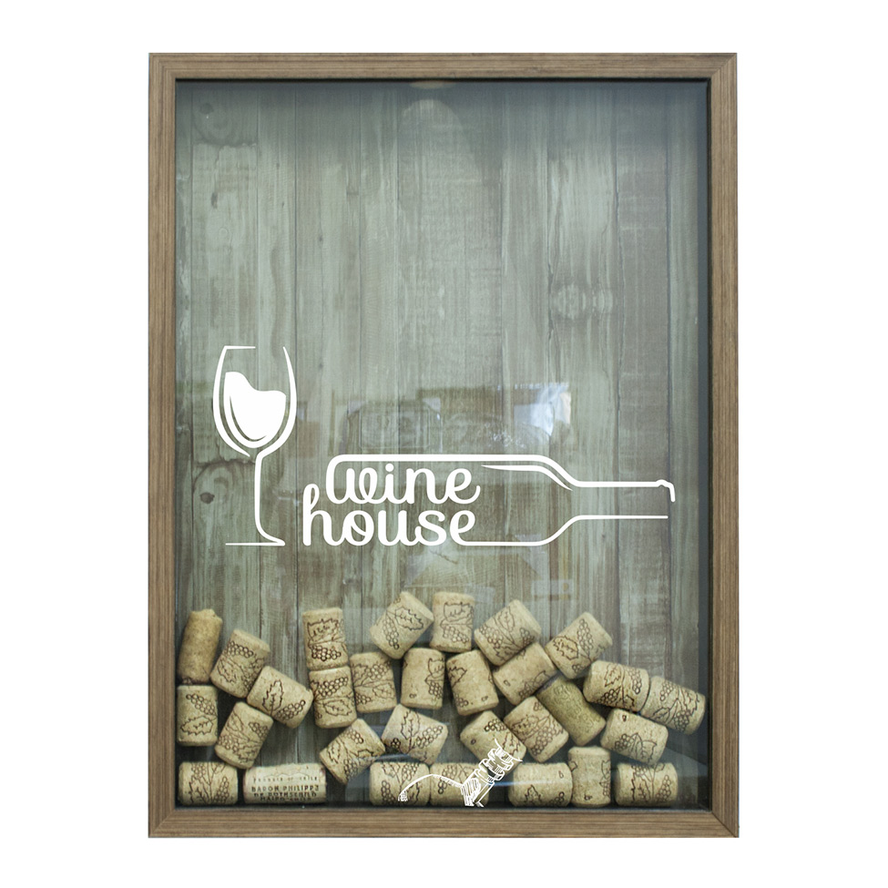 Quadro Porta Rolhas 32x42x4Cm Wine House Natural II