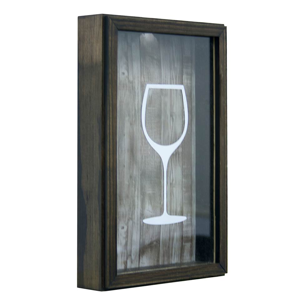 Quadro Taça Porta Rolha 27x17x5 cm Mesclado