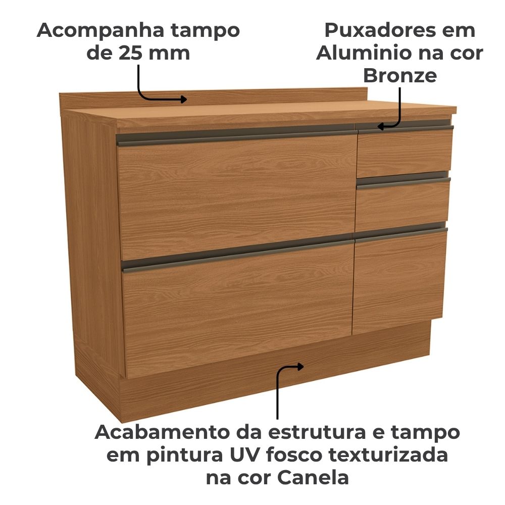  Balcao Com Tampo 1P 4G 120 cm Maxxi G746 Canela Kappesberg