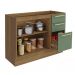 [OUTLET] Balcão de Cozinha com Tampo Botanic 2 PT 3 GV Verde Oliva e Nogueira