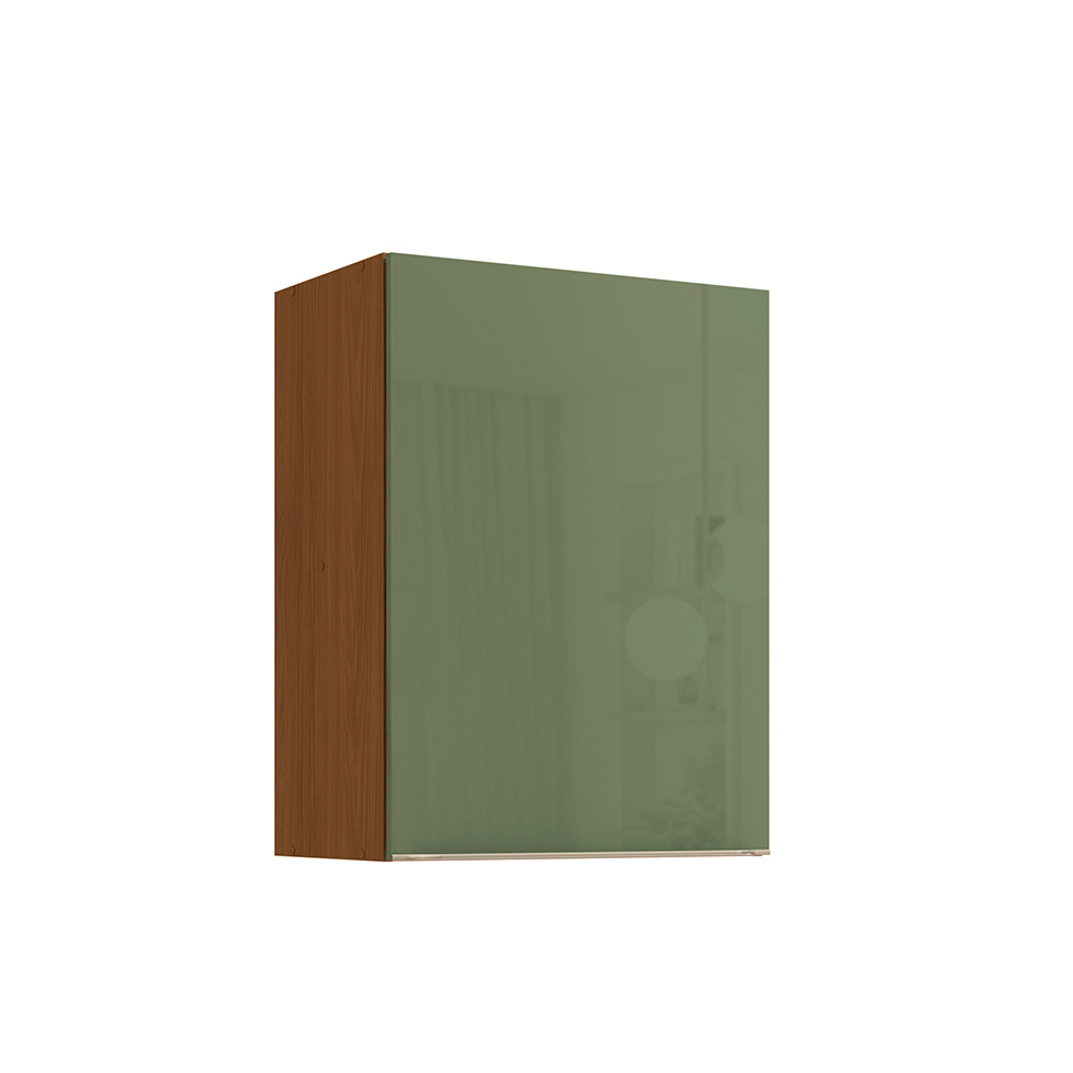 Armário Aéreo Vibra 1 Porta Canela e Verde Pistache 60 cm