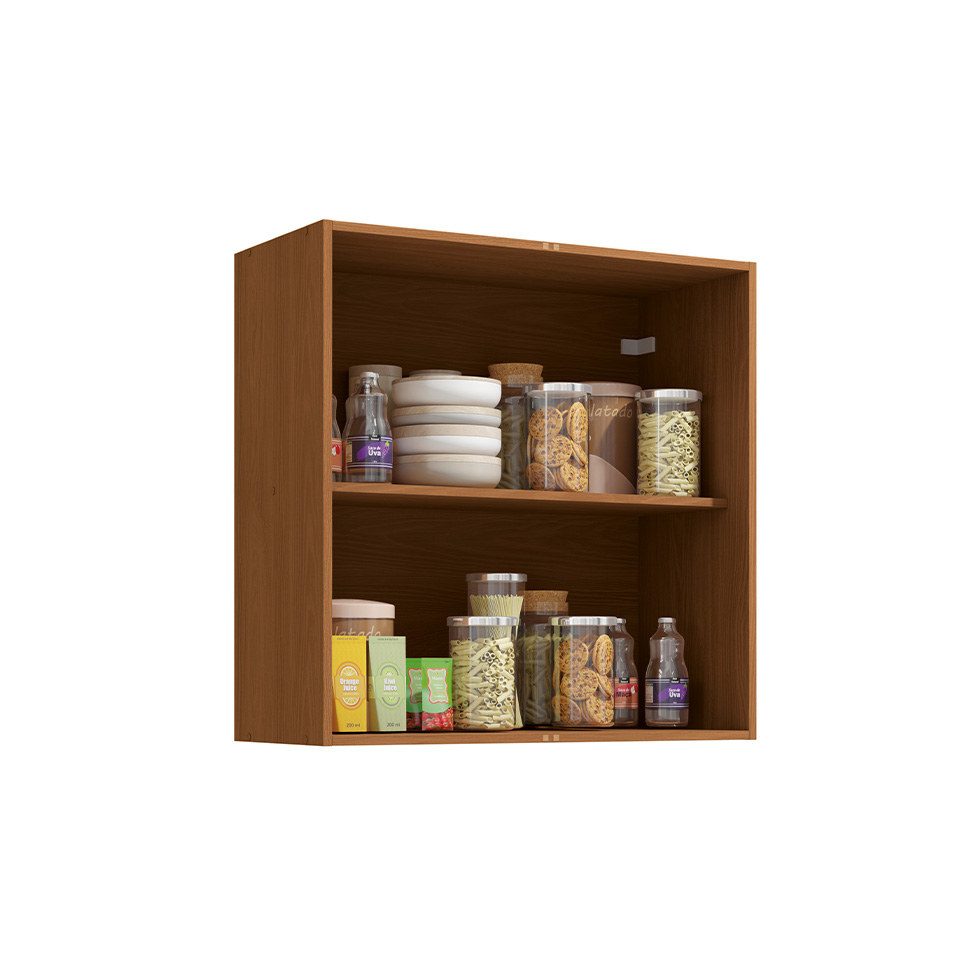 Armário Aéreo Vibra 2 Portas Canela e Grafite 80 cm