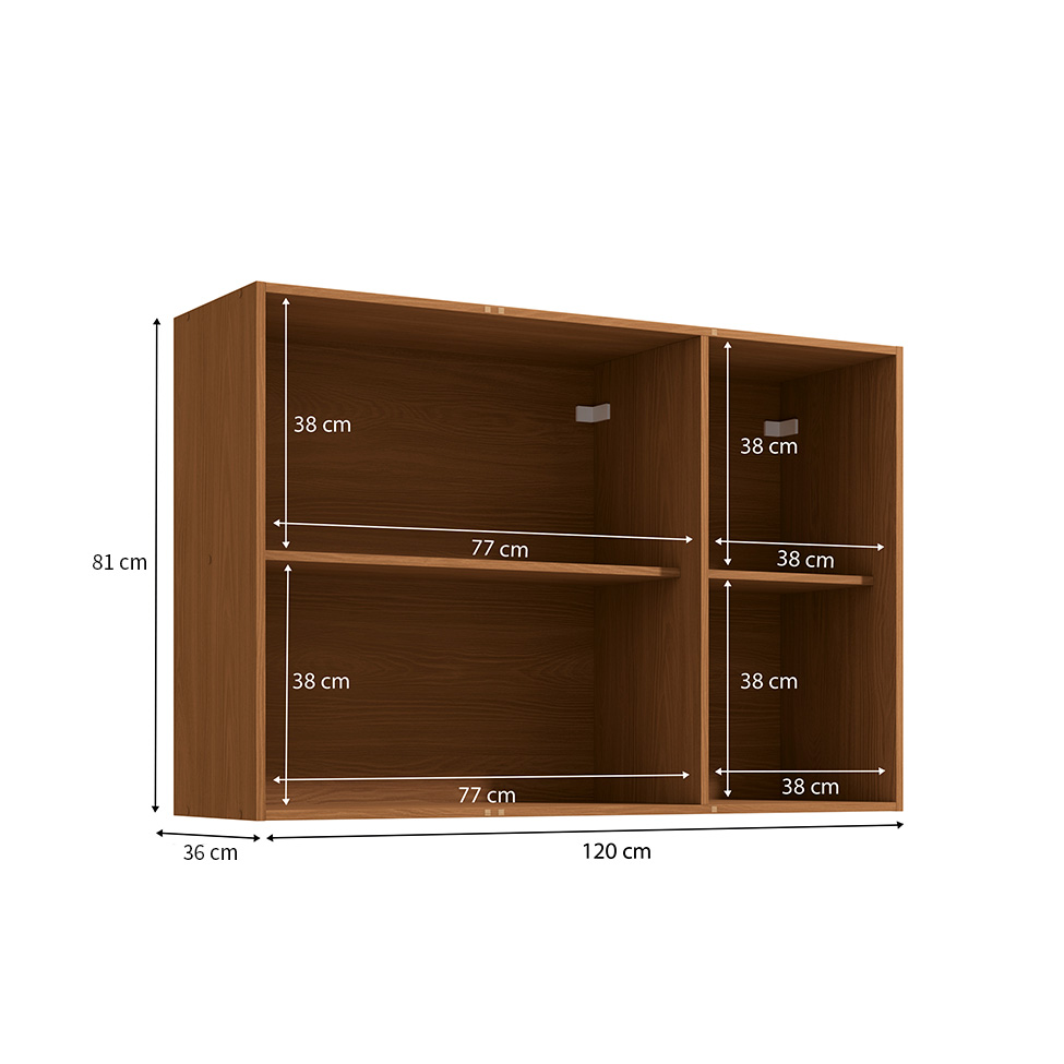 Armário Aéreo Vibra 3 Portas Canela e Verde Pistache 120 cm