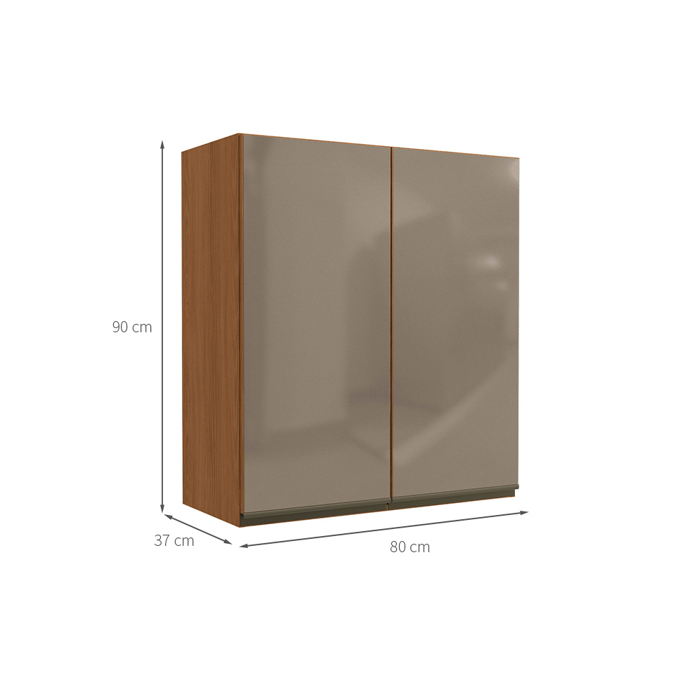 Armário Aéreo com Vidro Maxxi 2 Portas Canela