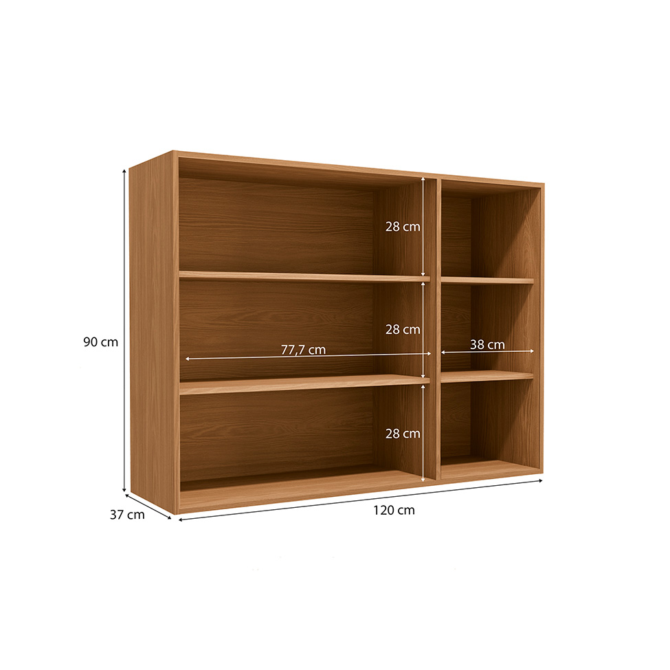 Armário Aéreo com Vidro Maxxi 3 Portas Canela