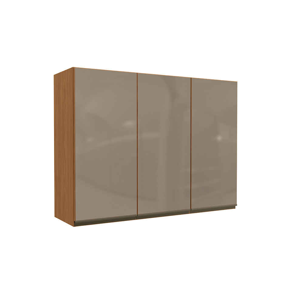 Armário Aéreo com Vidro Maxxi 3 Portas Canela