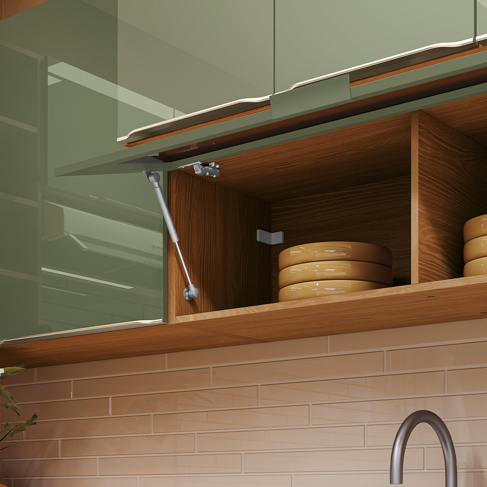 Armário Aéreo com Vidro Vibra 3 Portas Canela e Verde Pistache 80 cm