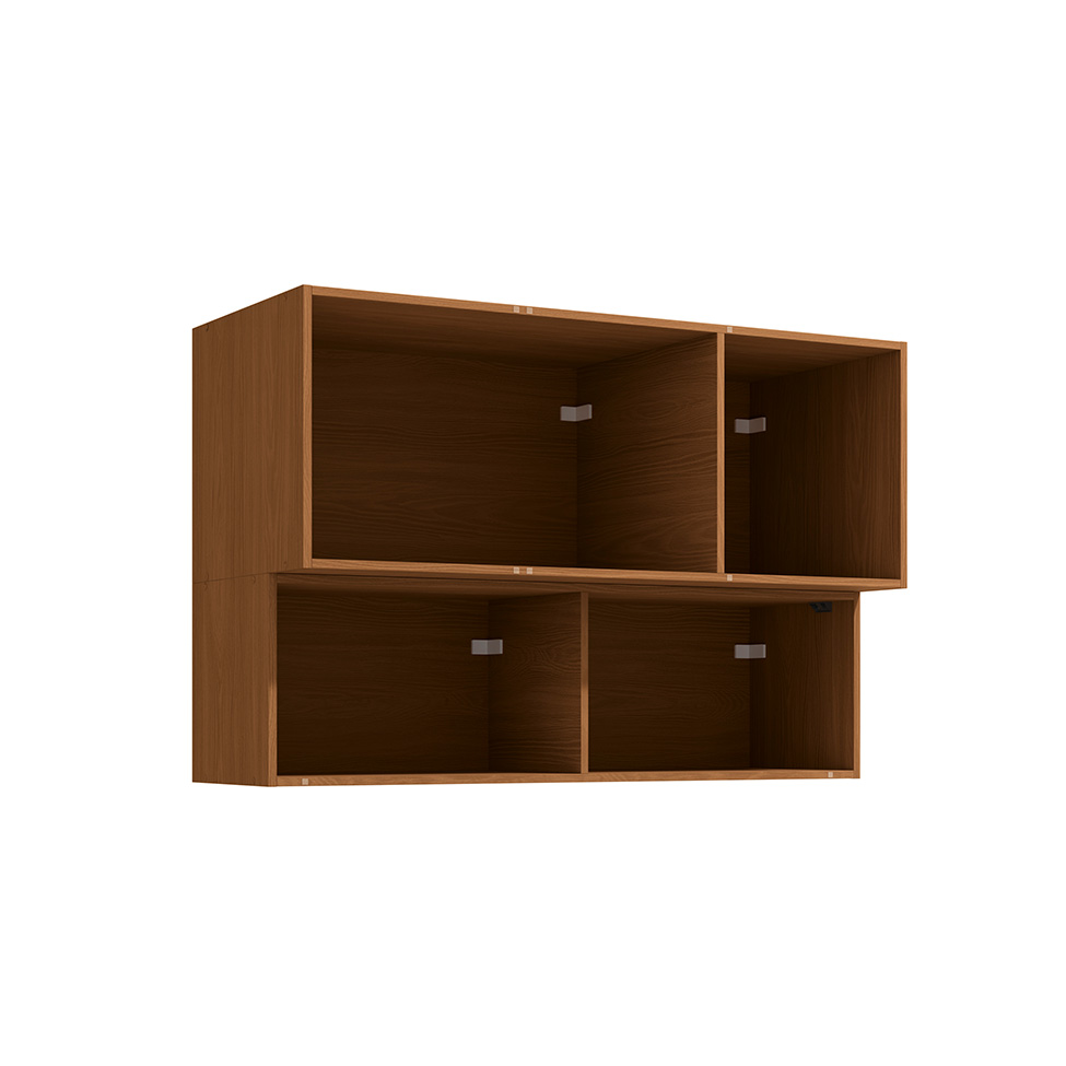 Armário Aéreo com Vidro Vibra 4 Portas Canela e Grafite 120 cm