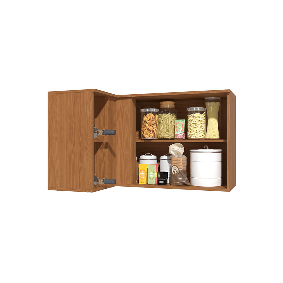 Armário Aéreo de Canto Linna 1 Porta Canela 98 cm