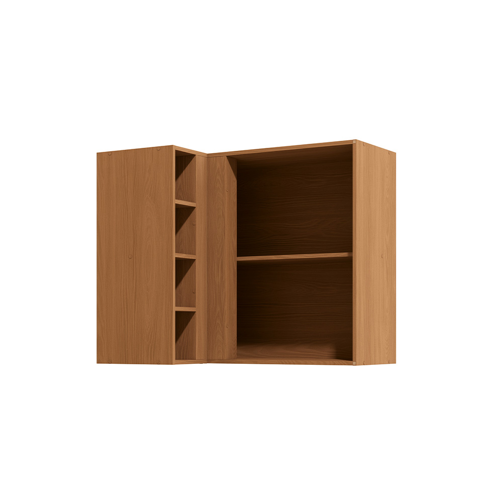 Armário Aéreo de Canto Vibra 1 Porta Canela e Verde Pistache 98 cm