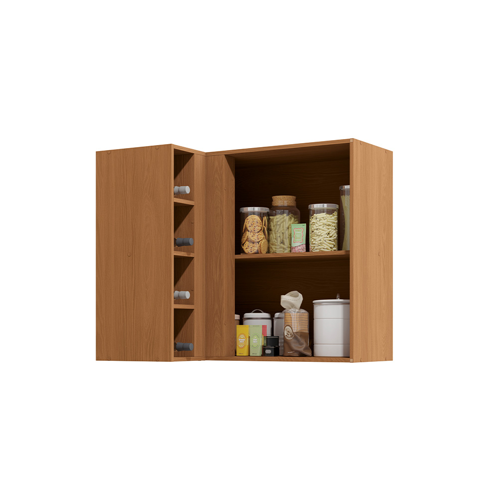 Armário Aéreo de Canto Vibra 1 Porta Canela e Verde Pistache 98 cm