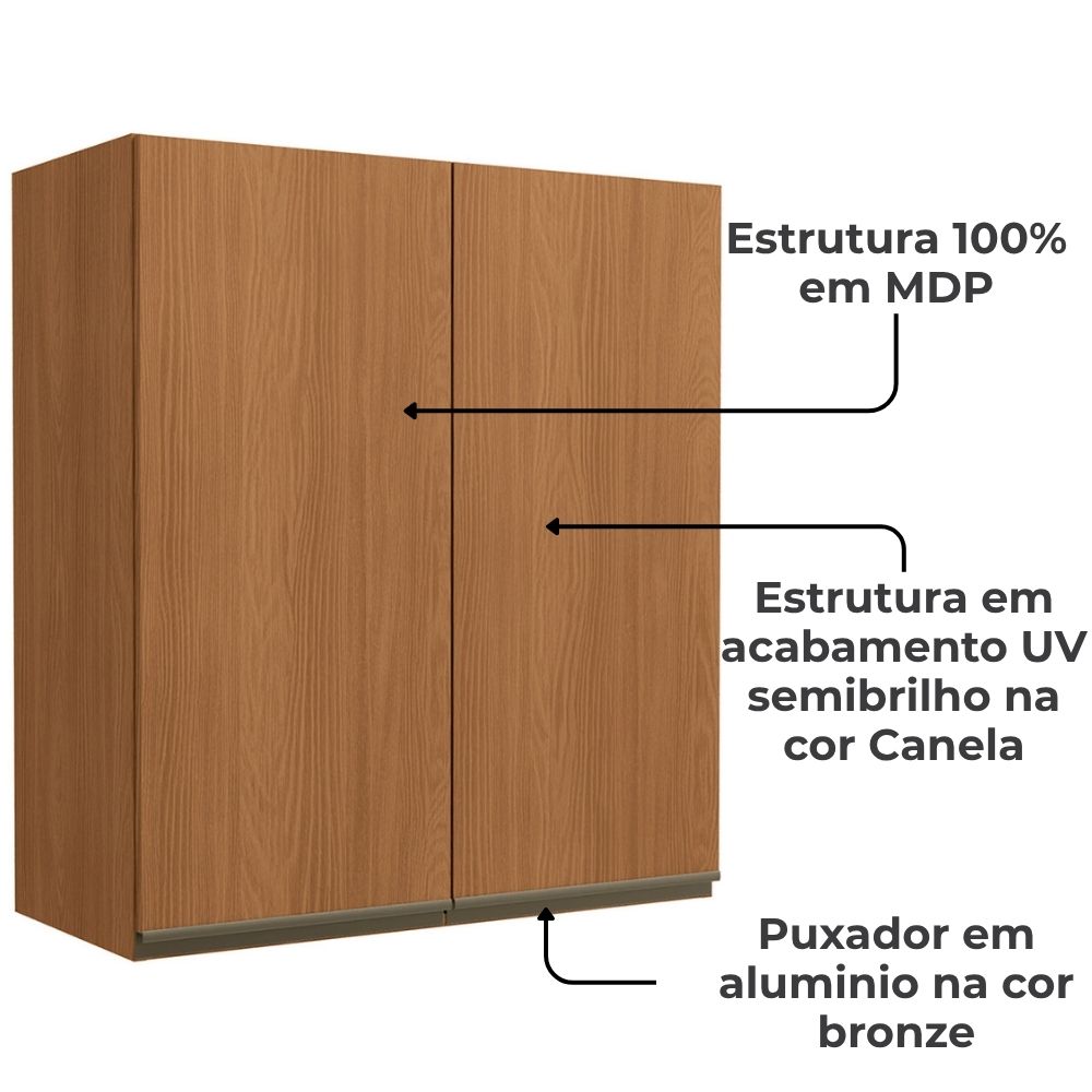 Armario Aereo 2 Portas 80 cm MDP Maxxi G764 Canela Kappesberg