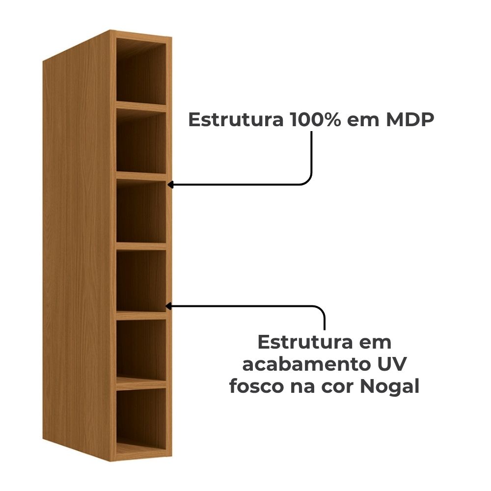 Armario Aereo Adega 6 Nichos 15 cm MDP Maxxi G760 Canela Kappesberg