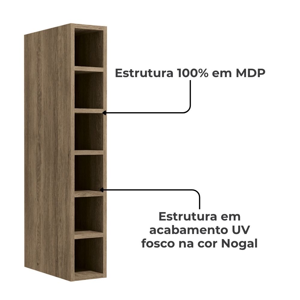 Armario Aereo Adega 6 Nichos 15 cm MDP Maxxi G760 Nogal Kappesberg