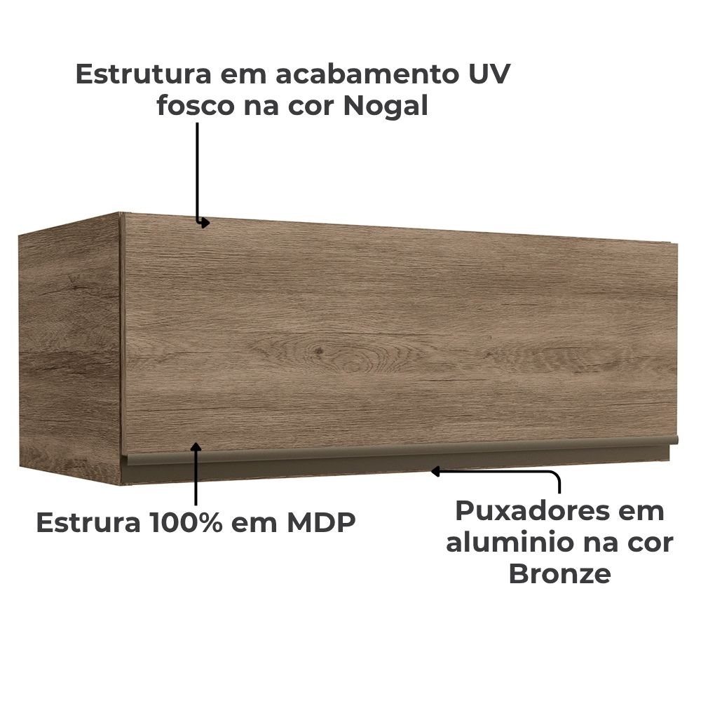 Armario Aereo Basculante 1P 80 cm Maxxi G773 Nogal Kappesberg