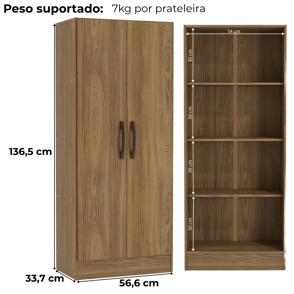Armario Multiuso 2 Portas 137x57 cm N409 Nogueira Kappesberg