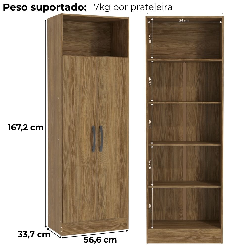 Armario Multiuso 2 Portas 167x57 cm N408 Nogueira Kappesberg