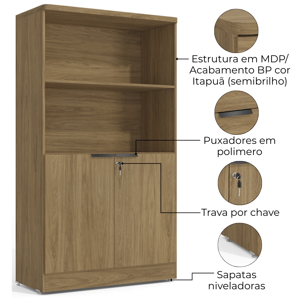 Armario Para Escritorio 2P 161x91 cm Versatil 1012A Itapua Kappesberg