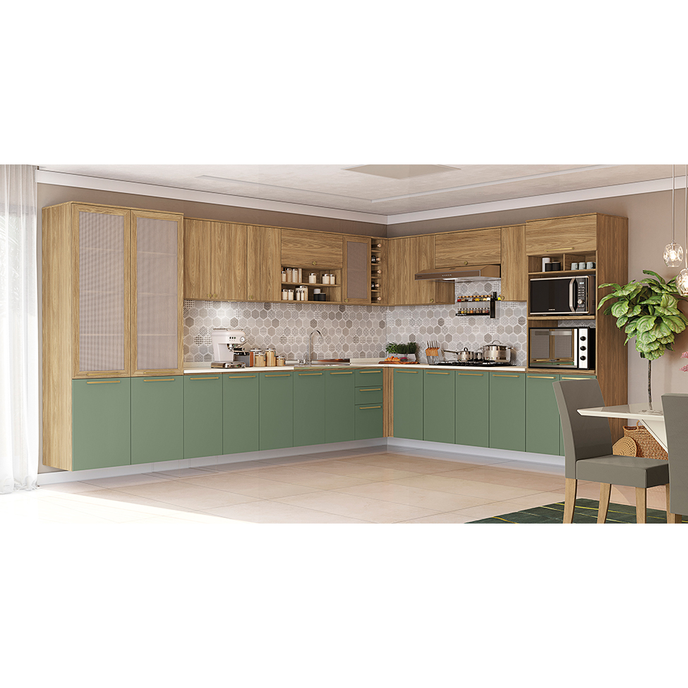 Balcão de Cozinha Botanic 1 Porta Nogueira e Verde Oliva