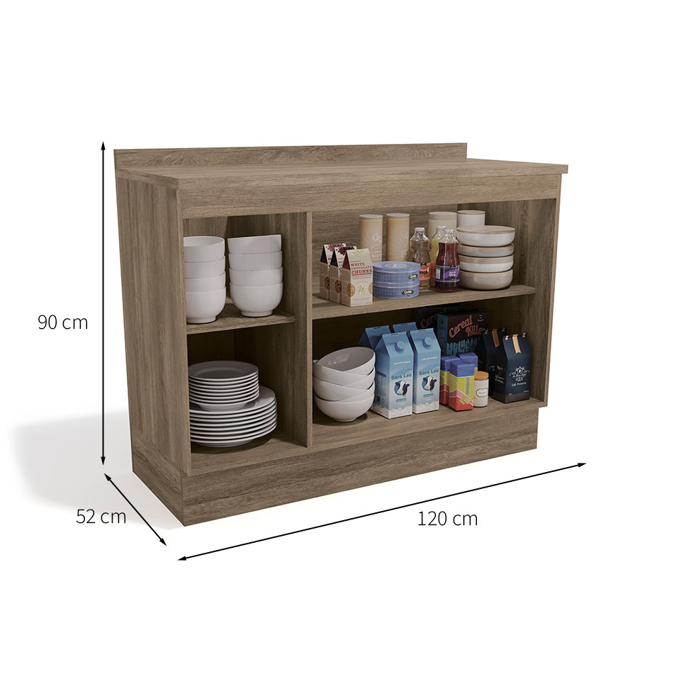 Balcão de Cozinha Bruges com Tampo 2 Portas Nogal 120 cm