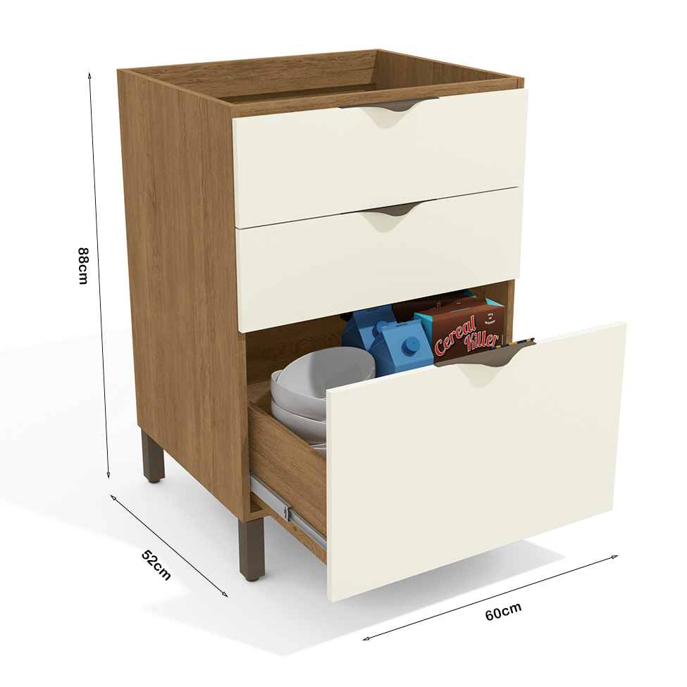 Balcão de Cozinha Frow 3 GV Freijó e Off White