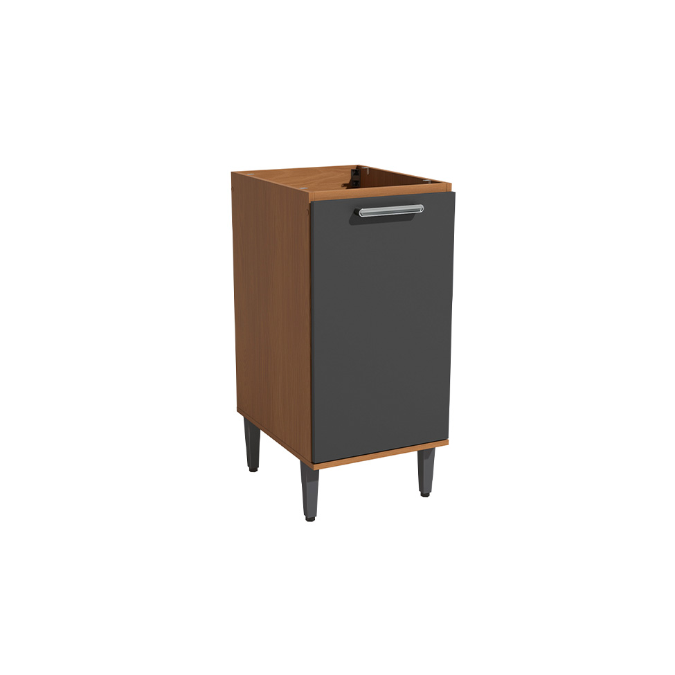 Balcão de Cozinha Linna sem Tampo 1 Porta Canela e Grafite 40 cm