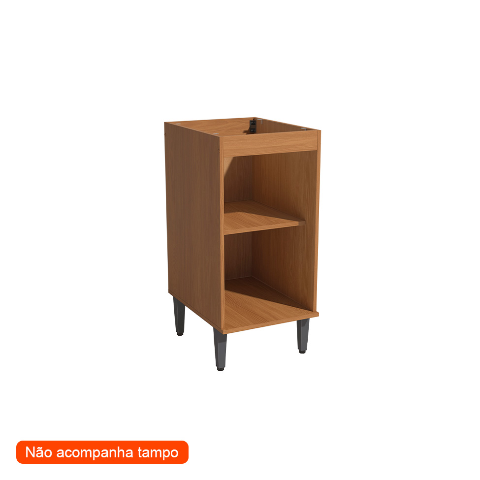 Balcão de Cozinha Linna sem Tampo 1 Porta Canela e Grafite 40 cm