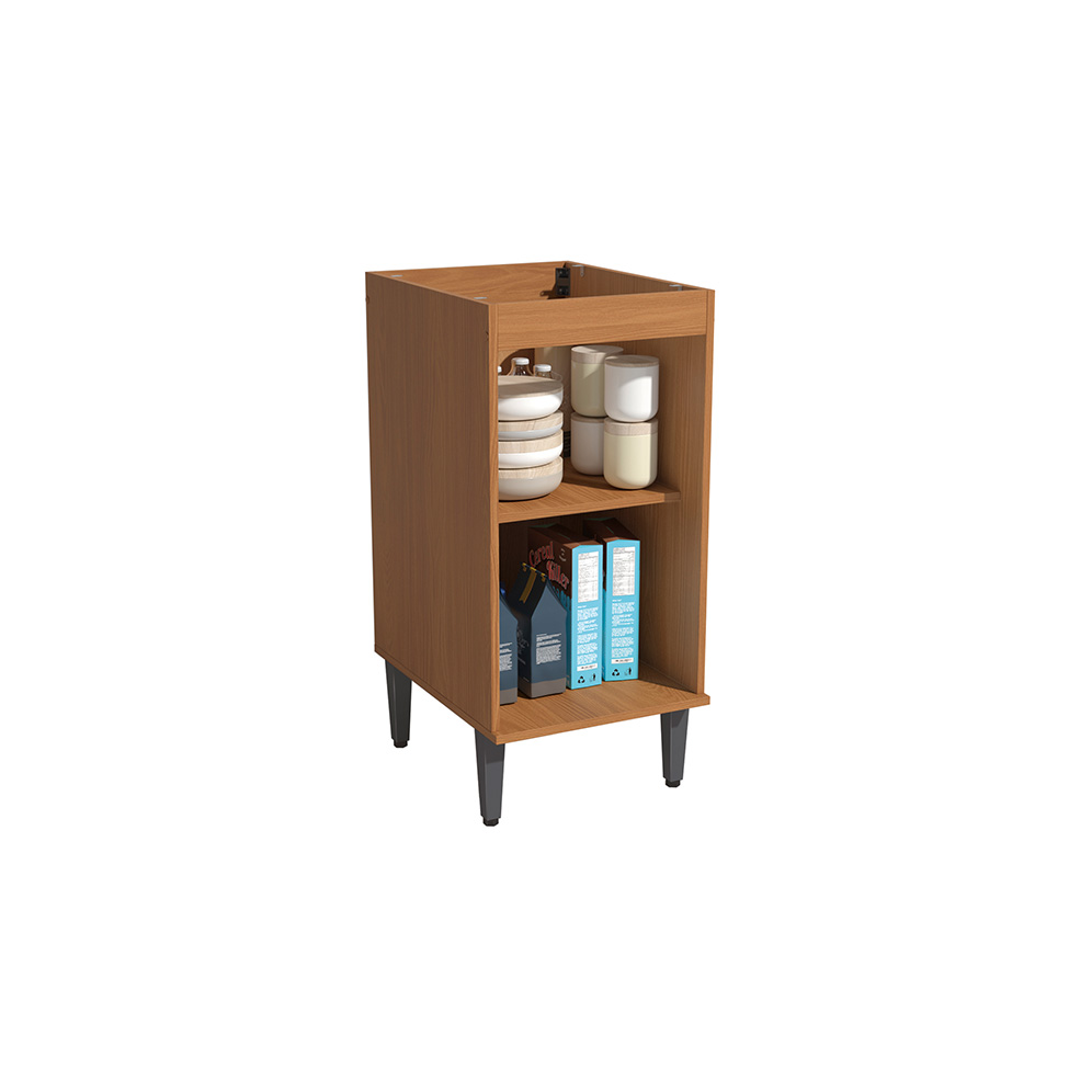 Balcão de Cozinha Linna sem Tampo 1 Porta Canela e Grafite 40 cm