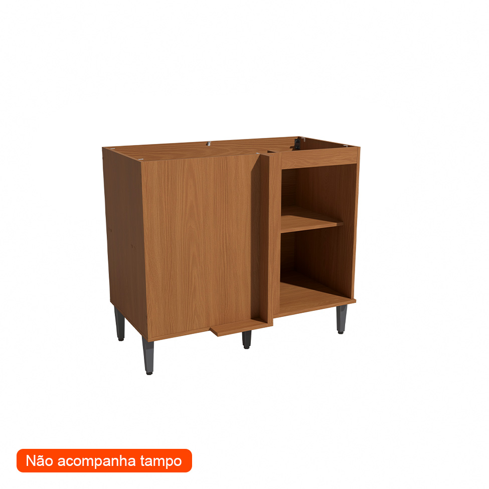 Balcão de Cozinha Linna sem Tampo 1 Porta Canela e Grafite 98 cm