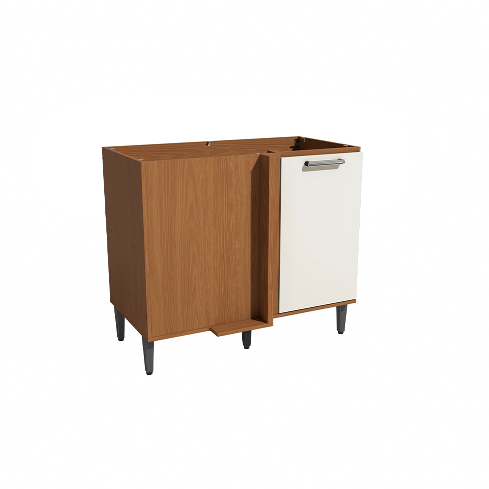 Balcão de Cozinha Linna sem Tampo 1 Porta Canela e Off White 98 cm