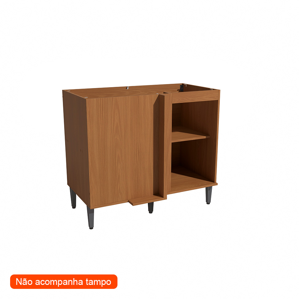 Balcão de Cozinha Linna sem Tampo 1 Porta Canela e Off White 98 cm