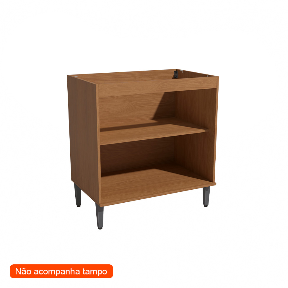 Balcão de Cozinha Linna sem Tampo 2 Portas Canela e Off White 80 cm