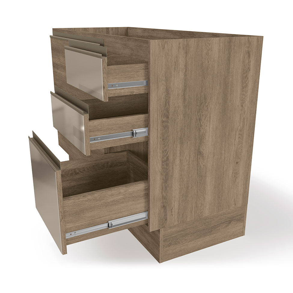 Balcão de Cozinha Maxxi com Vidro 1 Porta 4 Gavetas Nogal 120 cm