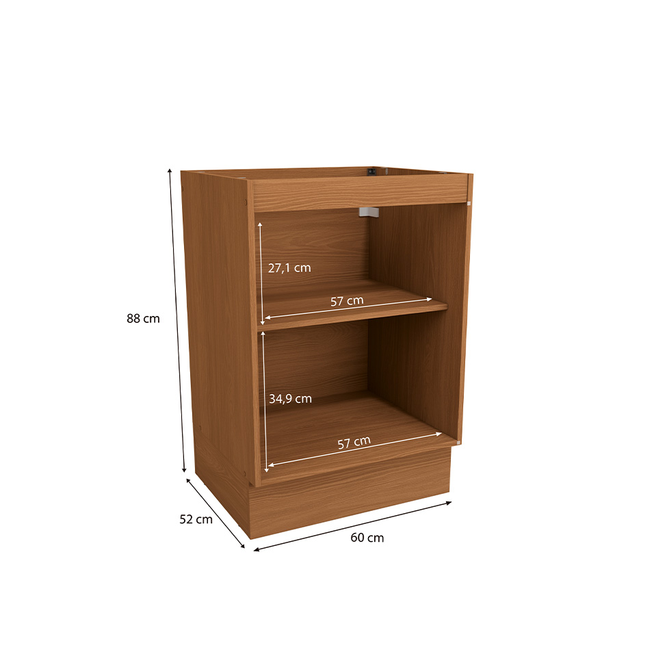 Balcão de Cozinha Vibra sem Tampo 1 Porta Canela 60 cm