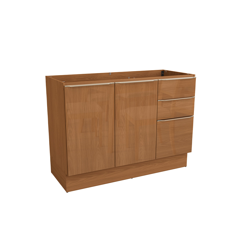 Balcão de Cozinha Vibra sem Tampo 2 Portas 3 Gavetas Canela 120 cm