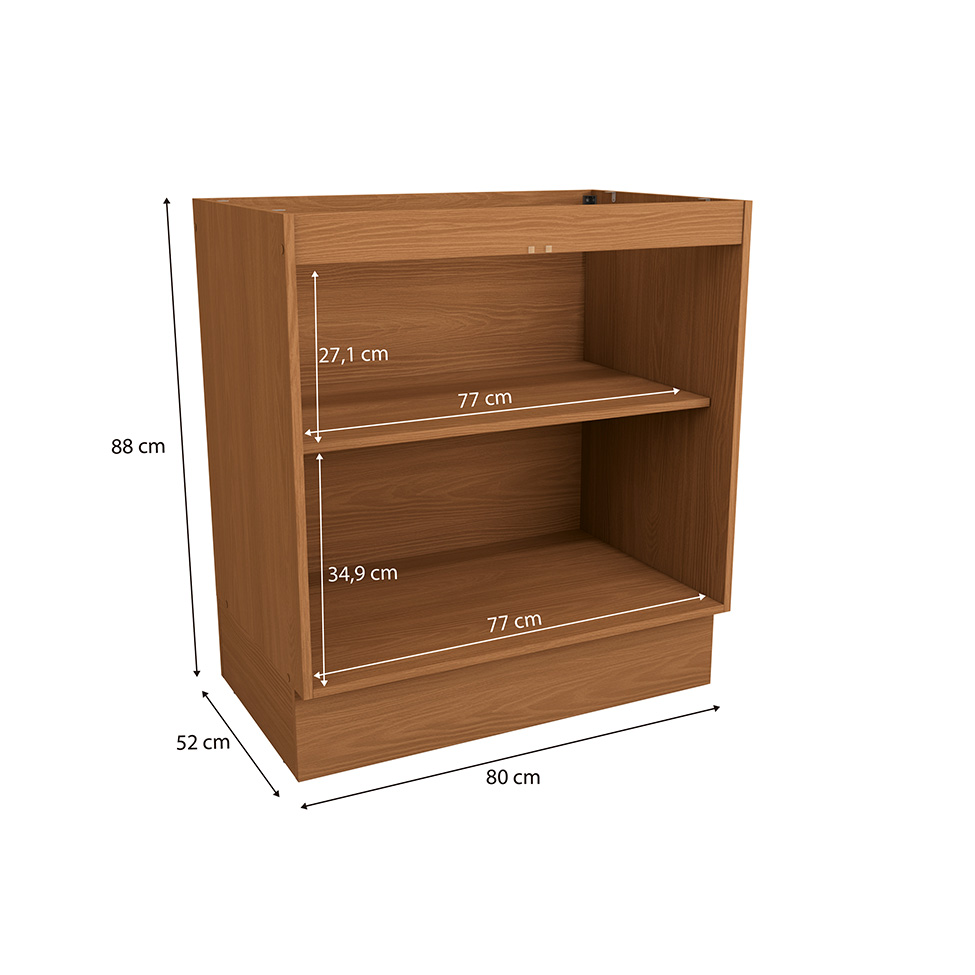 Balcão de Cozinha Vibra sem Tampo 2 Portas Canela 80 cm