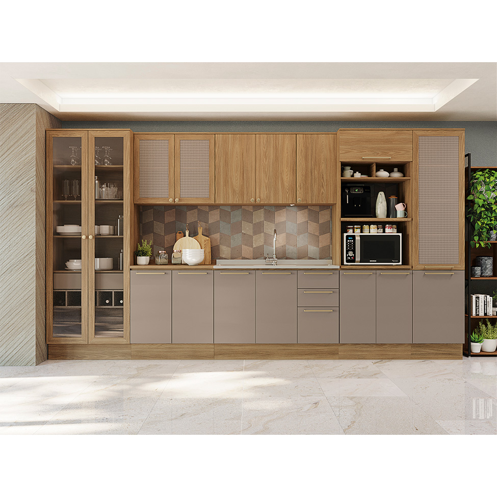 Balcão de Cozinha com Tampo Botanic 2 Portas Fendi e Nogueira