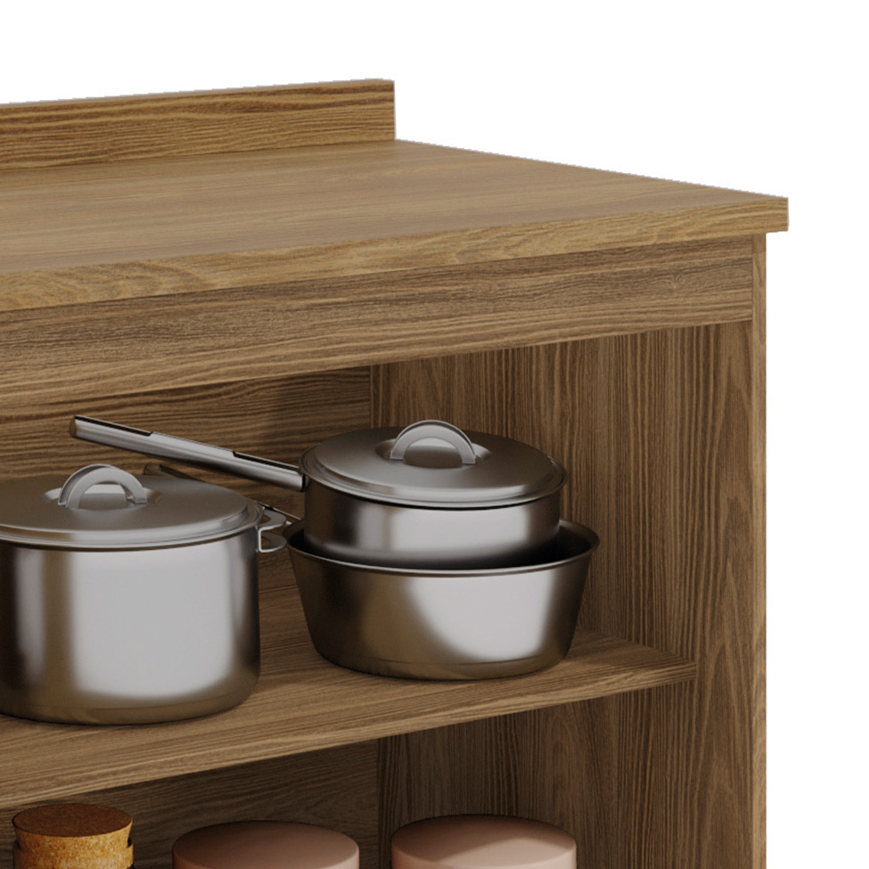 Balcão de Cozinha com Tampo Botanic 2 Portas Fendi e Nogueira