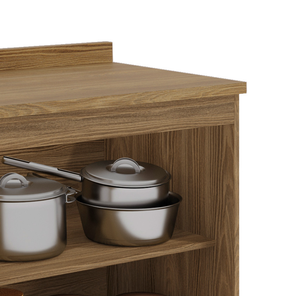 Balcão de Cozinha com Tampo Botanic 2 Portas Verde Oliva e Nogueira
