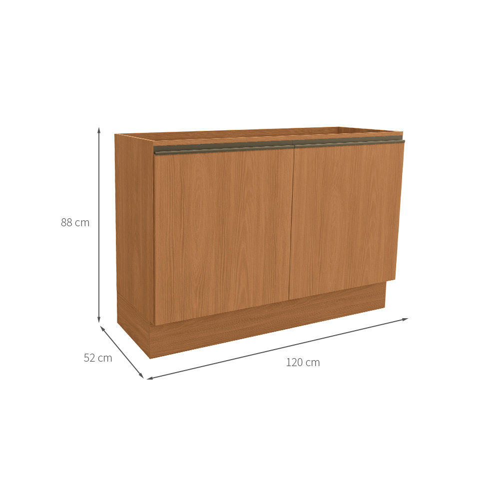 Balcão de Cozinha sem Tampo Maxxi 2 Portas Canela 120 cm