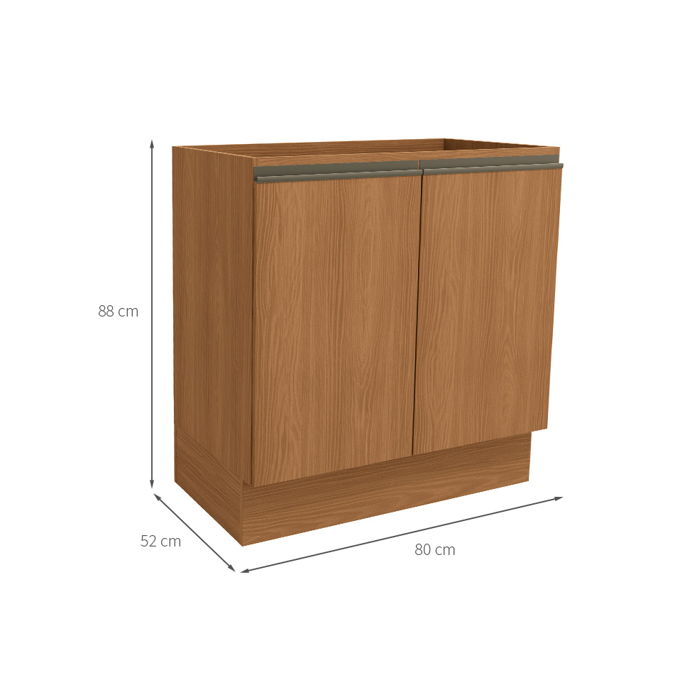 Balcão de Cozinha sem Tampo Maxxi 2 Portas Canela 80 cm