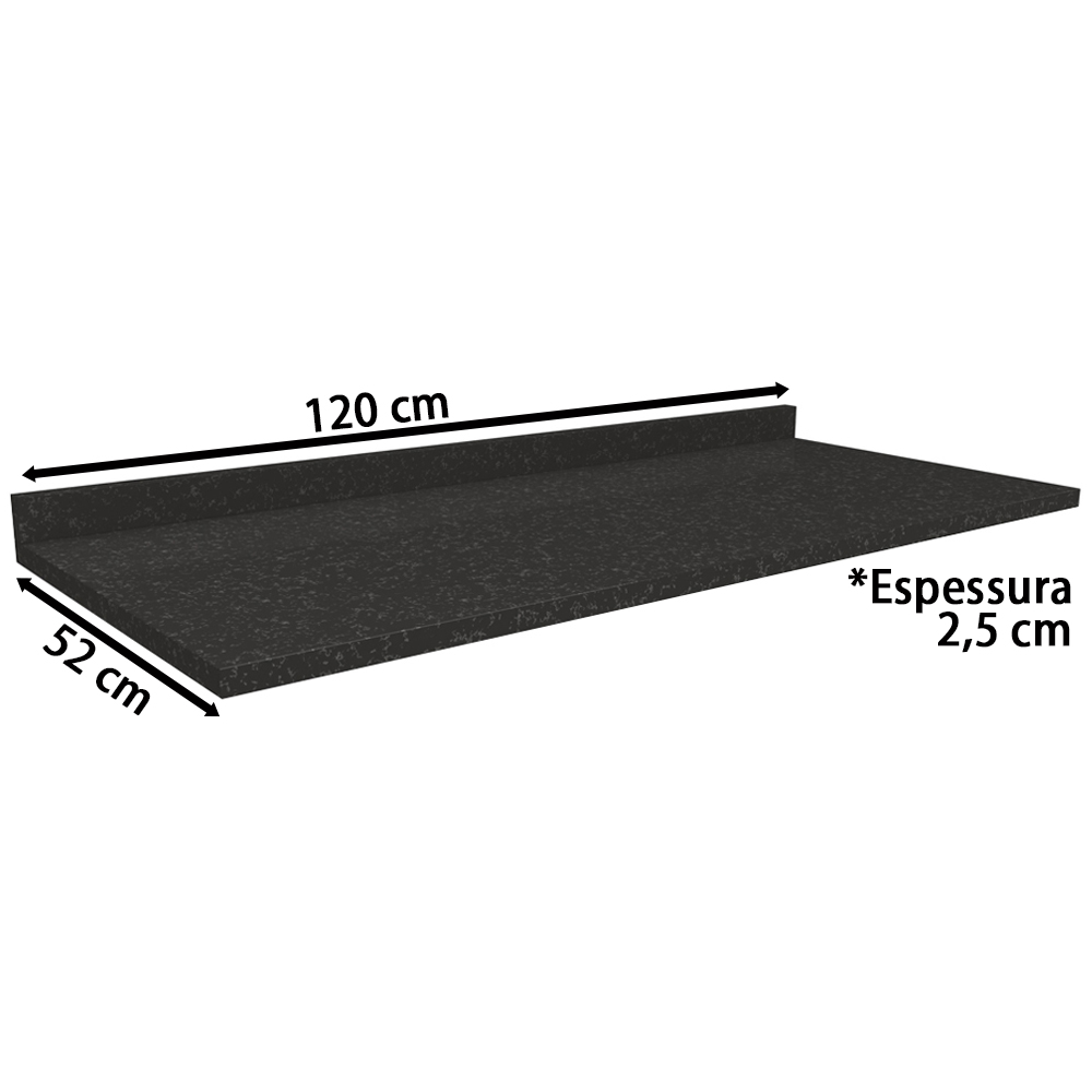Balcao 04 Gavetas 1 Porta Com Tampo 120cm G746/S515 Maxxi Nogal Preto Brilho Kappesberg