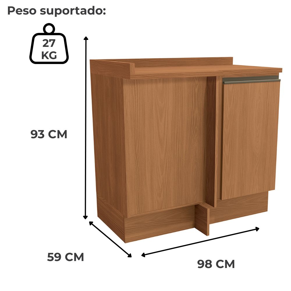 Balcao Canto Reto Com Tampo 1P 98 cm Maxxi G748 Canela Kappesberg