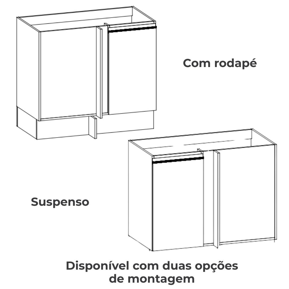 Balcao Canto Reto Com Tampo 1P 98 cm Maxxi G748 Nogal Kappesberg