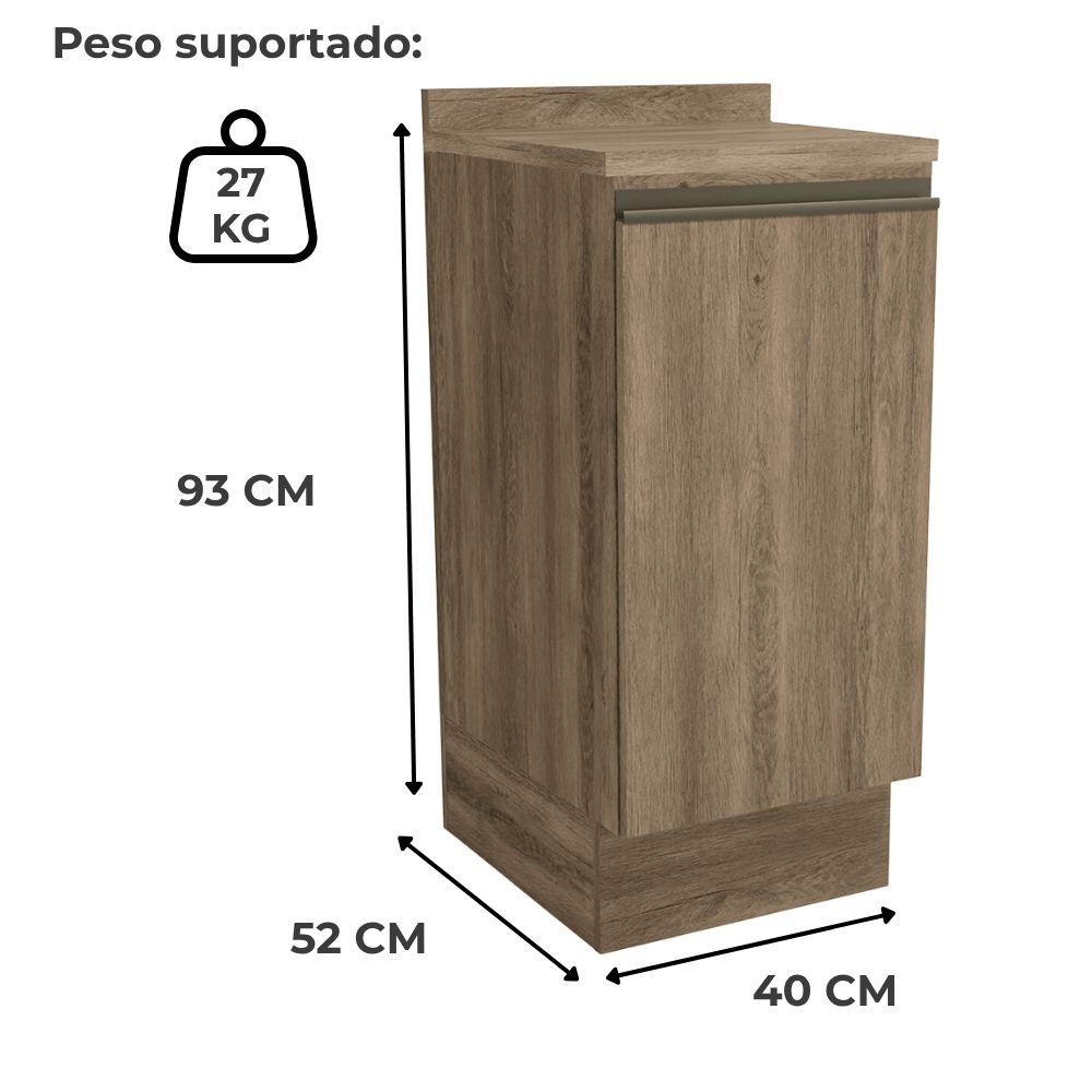 Balcao Com Tampo 1 Porta 40 cm MDP Maxxi G741 Nogal Kappesberg