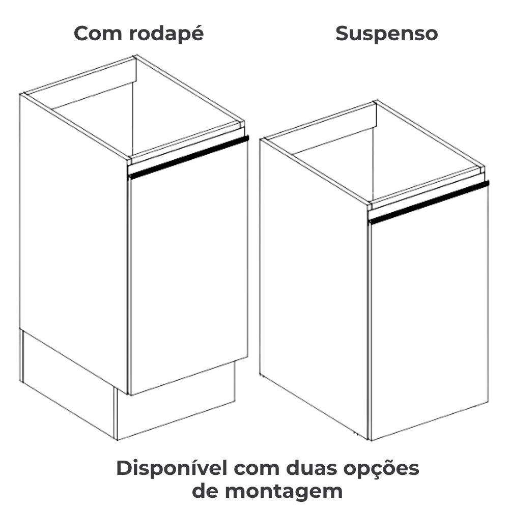 Balcao Com Tampo 1 Porta 40 cm MDP Maxxi G741 Nogal Kappesberg