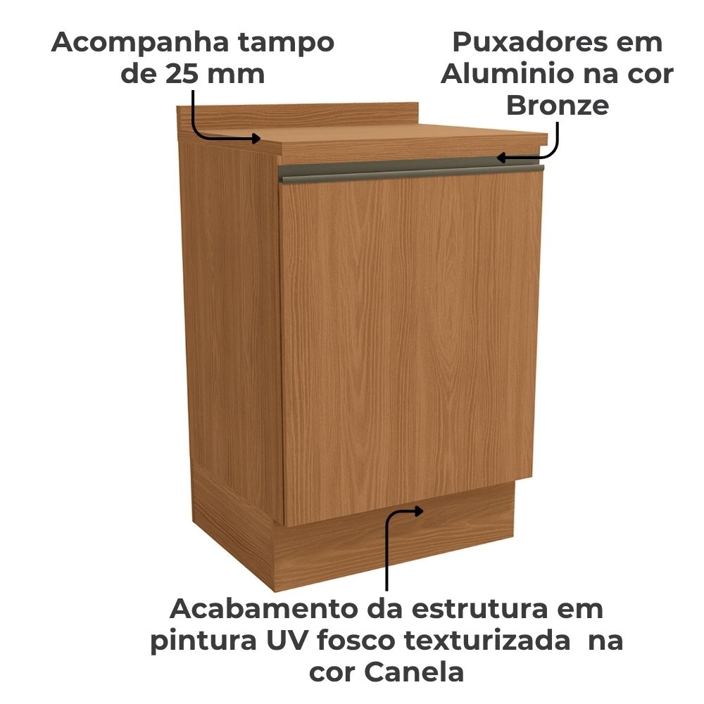 Balcao Com Tampo 1 Porta 60 cm Maxxi G742 Canela Kappesberg